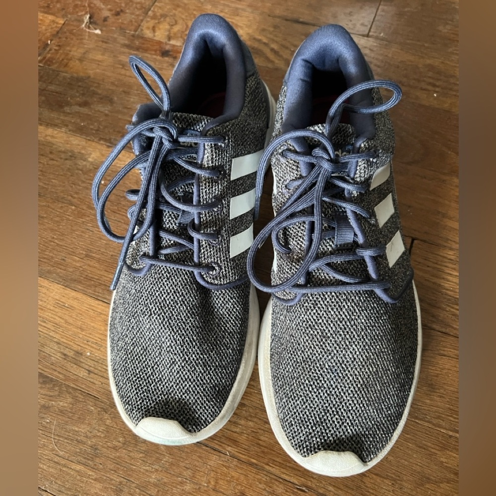 Grey and Blue Adidas Tennis Shoes